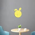 Cartoon yellow bunny acrylic wall mirror sticker for modern home nursery decoration - Gold