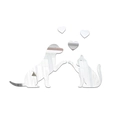 Set de pegatinas de pared de espejo acrílico de gato y perro con corazones decorativos - Plateado