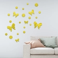 Adesivi murali 3D in acrilico con fiori e farfalle gialle per arredo soggiorno - Oro