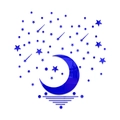 Pegatinas de pared de espejo acrílico azul marino con luna estrellas y reflejos - Azul