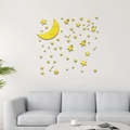Pegatinas de pared espejo acrílico amarillo luna y estrellas para salón moderno DIY - Dorado (JM1010)