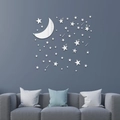 Pegatinas de pared de espejo acrílico de luna y meteoros para decorar el salón - Plateado (JM1010)
