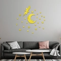 Adesivi murali 3D specchio fata e luna in acrilico dorato per decoro soggiorno - Oro