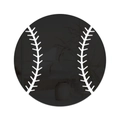 Sticker mural moderne de baseball miroir noir avec coutures réalistes pour décoration - Baseball noir / Petit