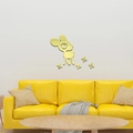Detail of golden acrylic deer mirror wall stickers in a modern nursery living room - Gold