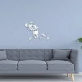 Cute deer acrylic mirror wall stickers for kids room with silver finish and petal decor - Silver