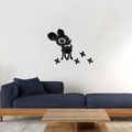 Detail of cute deer acrylic mirror wall decal sticker on a clean white living room wall - Black
