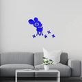 Blue acrylic mirror deer wall stickers with flowers for kid's room and living room decor - Blue
