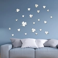 Pegatinas de pared de espejo de trébol acrílico DIY para decoración de sala de estar - Adhesivo de Pared de Espejo (JM422) / Plateado