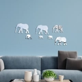 Stickers muraux miroir éléphant en acrylique pour chambre d'enfant et salon moderne - Argenté