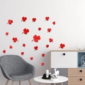 Detalle de pegatinas de pared de trébol en acrílico rojo para decoración de salones - Adhesivo de Pared de Espejo (JM422) / Rojo