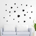 Modern black acrylic clover mirror wall decals set for living room and bedroom home decor - Mirror Wall Sticker (JM422) / Black