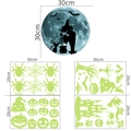 Stickers muraux Halloween fluorescents avec sorcière lune 30cm et motifs citrouille - Lune Sorcière Araignée Citrouille Château Arbre Hanté (YG215)