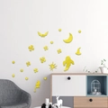 Pegatinas de pared de espejo de fantasma y murciélago de acrílico dorado para Halloween - Dorado