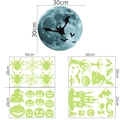 Stickers muraux Halloween luminescents avec motifs de lune, chauves-souris et citrouilles - Vampire Chauve-souris Araignée Citrouille Château Arbre Hanté (YG215)
