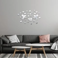 Adesivi murali a specchio in acrilico argento Cupido e cuori per arredo soggiorno - Stile Argento (JM498)