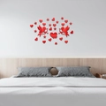 Adesivi murali a specchio in acrilico rosso con Cupido e cuori per decorare la camera - Stile Rosso (JM498)