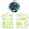 Stickers muraux Halloween fluorescents avec lune de 30cm et décors nocturnes variés - Lune Pierre Tombale Araignée Citrouille Château Arbre Hanté (YG215)