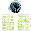 Stickers muraux Halloween fluorescents avec lune de 30cm zombie et citrouilles - Lune Main De Fantôme Araignée Citrouille Château Arbre Hanté (YG215)