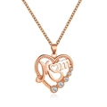 Roségoldene Mom-Herz-Halskette mit weißen Kristallen und eleganter Gliederkette - Roségold (0129)