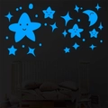 Leuchtende Wandaufkleber mit lächelnden Sternen und Mond für Kinderzimmer Dekoration - Lächelnde Sterne und Mond (YG166 Blau)