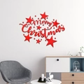 Adesivi murali 3D rossi Merry Christmas a specchio con stelle per decorazioni natalizie - Rosso