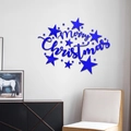 Dettaglio di adesivi murali Merry Christmas in acrilico blu specchiato con stelle - Blu