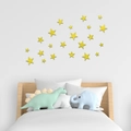 Pegatinas de pared de estrellas acrílicas amarillas para decoración infantil y salón - Dorado (JM426)