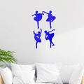 Set de 4 pegatinas de pared de bailarinas de ballet en acrílico espejo azul decorativas - Azul (JM450)