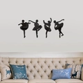 Set de 4 siluetas de bailarinas de ballet en acrílico negro para decoración de pared - Negro (JM450)