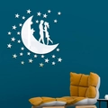 Pegatinas de espejo acrílico de luna y pareja romántica para decoración de salones - Plateado (JM3641)