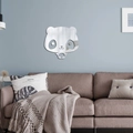 Vinilo decorativo de espejo acrílico de panda animado en pared de salón moderno - Plateado (JM555)