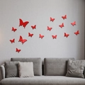 3D Schmetterling Wandaufkleber aus rotem Acryl für moderne Wohnzimmer Deko 17er Set - Rot