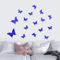 Blaue 3D Schmetterling Wandtattoo mit Spiegeleffekt für die Dekoration im Wohnzimmer - Blau