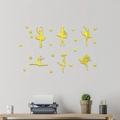Stickers muraux miroir 3D en acrylique avec danseuses de ballet dorées et étoiles déco - Doré