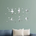 Stickers muraux miroir acrylique fille de ballet argentés pour chambre et studio danse - Argenté