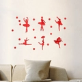 Stickers muraux ballerine en acrylique rouge Miroir DIY pour salle de danse - Rouge