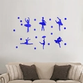 Stickers muraux ballerine miroir en acrylique bleu pour chambre d'enfant - Bleu