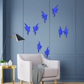 Stickers muraux fée miroir bleu avec ailes de papillon pour déco de chambre - Bleu (JM371)