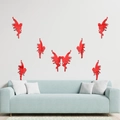 Lot de 7 stickers muraux miroirs fées rouges en acrylique pour décoration salon - Rouge (JM371)