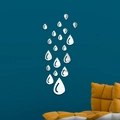 Pegatinas de pared con espejo en forma de gota de agua para decorar baño y sala de estar - Plateado