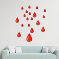 Pegatinas de pared espejo gota de agua roja decoración 3D creativa para salón y baño - Rojo