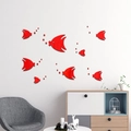 Pegatinas de espejo de peces rojos 3D con burbujas para decoración moderna de la casa - Rojo