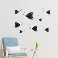 Black acrylic mirror wall stickers featuring cartoon fish and bubbles for home decoration - Black