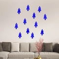 Set di 12 adesivi murali a forma di razzo blu acrilico per cameretta bambini - Blu