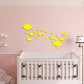 Set de pegatinas de pared de espejo 3D de peces amarillos para cuarto de niños y hogar - Dorado (JM023D)