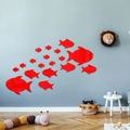 Pegatinas de pared de espejo de peces rojos en acrílico para decoración creativa de hogar - Rojo (JM023D)