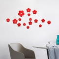Adesivi murali fiori a specchio 3D rossi in acrilico per decoro soggiorno moderno - Rosso
