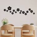 Modern black flower mirror acrylic wall stickers for home decor creative diy floral decals - Black