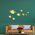 Pegatinas de pared de espejo acrílico de peces dorados para decoración de sala y alcoba - Dorado